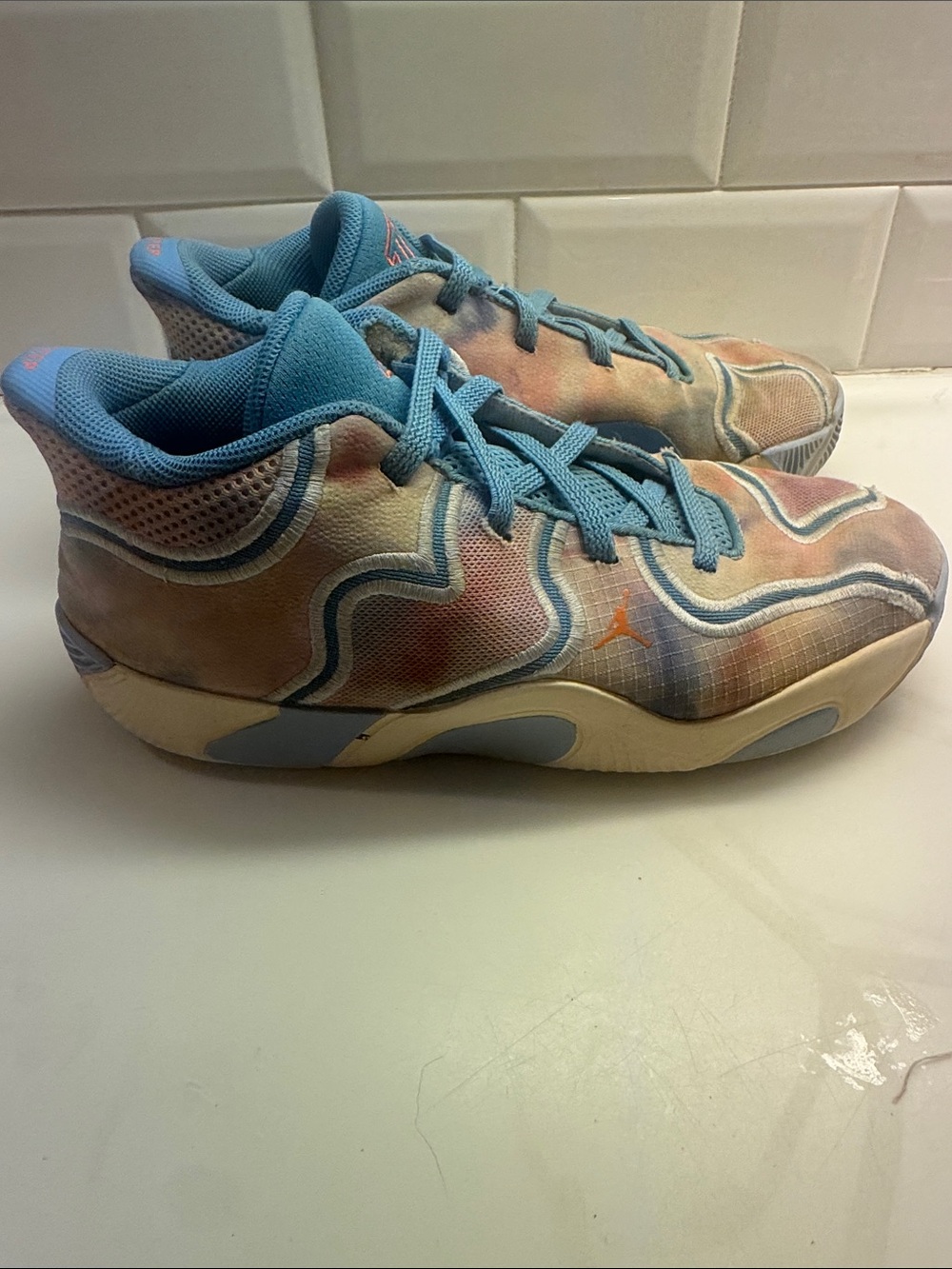 Jordan Kids' Light Blue & Peach Tie-Dye Sneakers